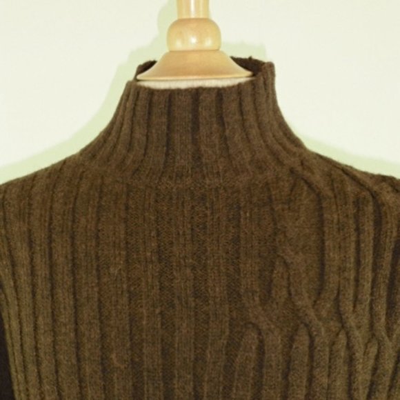 SAMMY BROWN alpaca wool mock neck ribbed cable pullover sweater L MADE IN ITALY